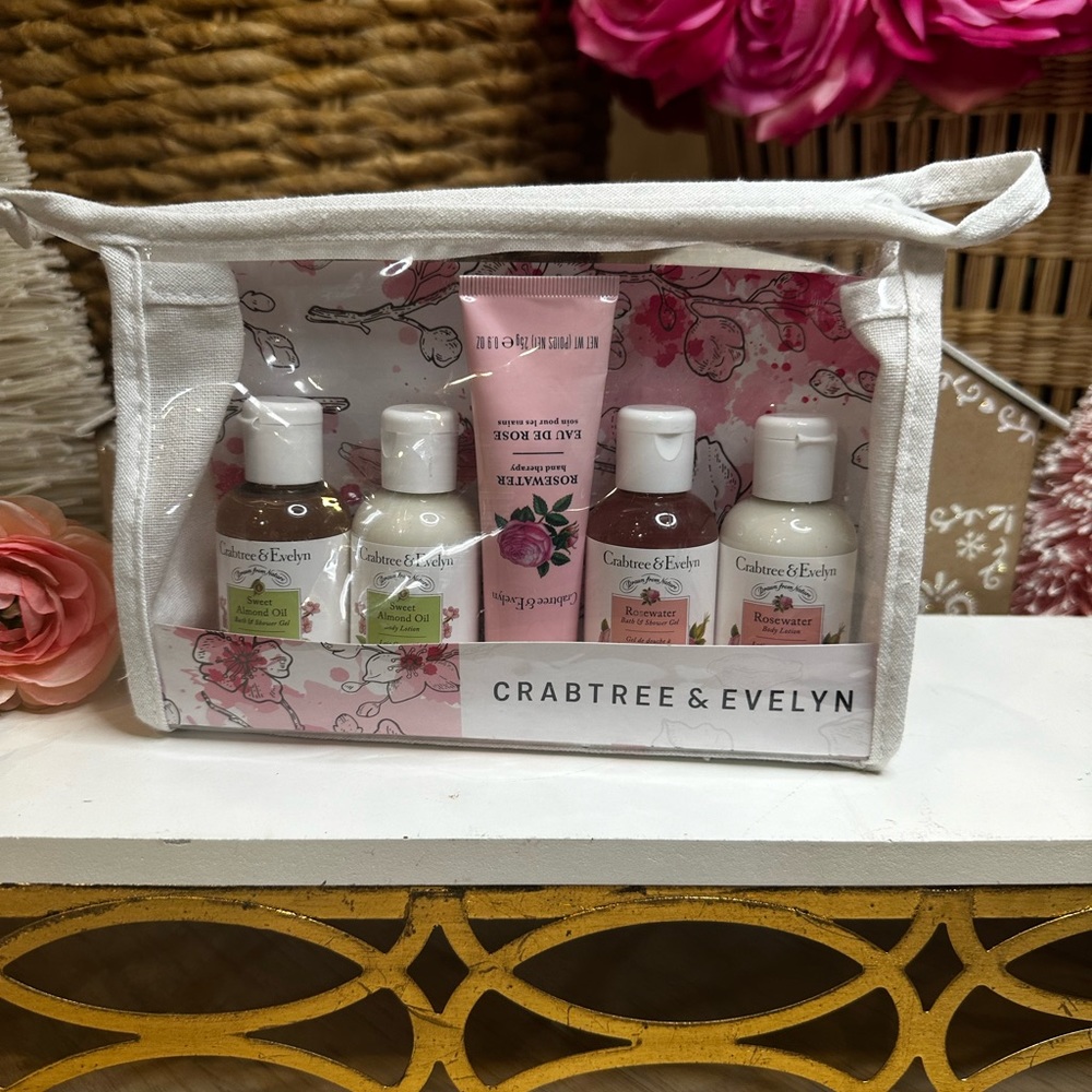 Crabtree Evelyn ROSE WATER SWEET ALMOND OIL lotion shower gel moisturizer gift - Picture 7 of 9